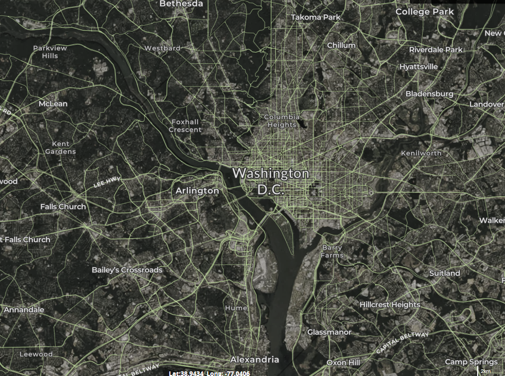 map of wind turbines in District of Columbia