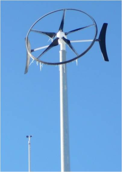 Icicles on a small wind turbine