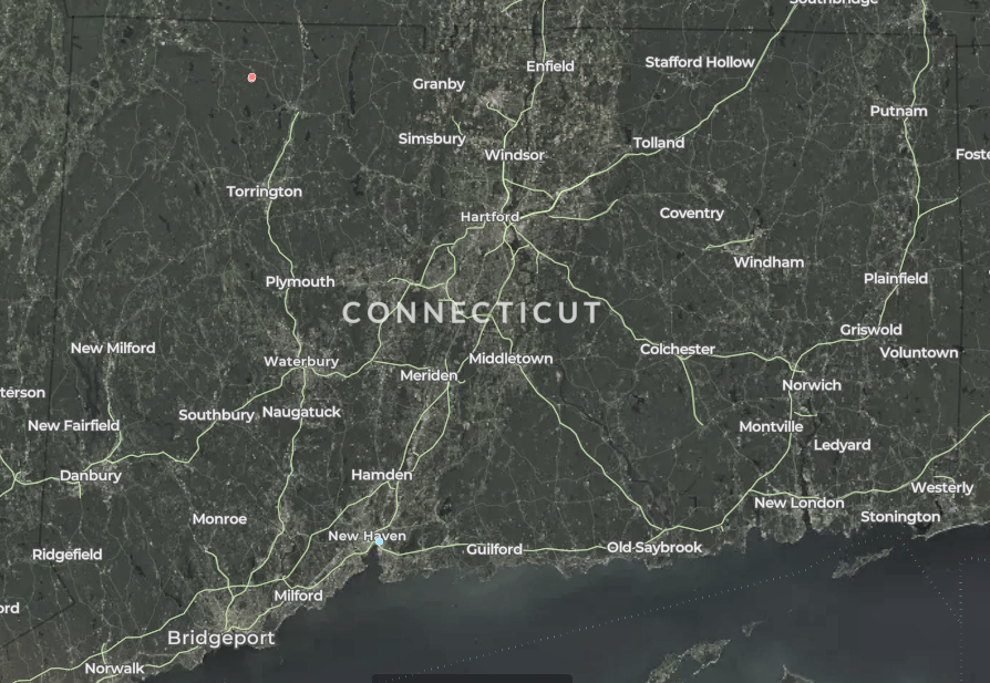 map of wind turbines in Connecticut