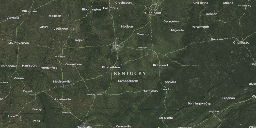 map of wind turbines in Kentucky