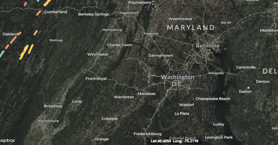 map of wind turbines in Maryland