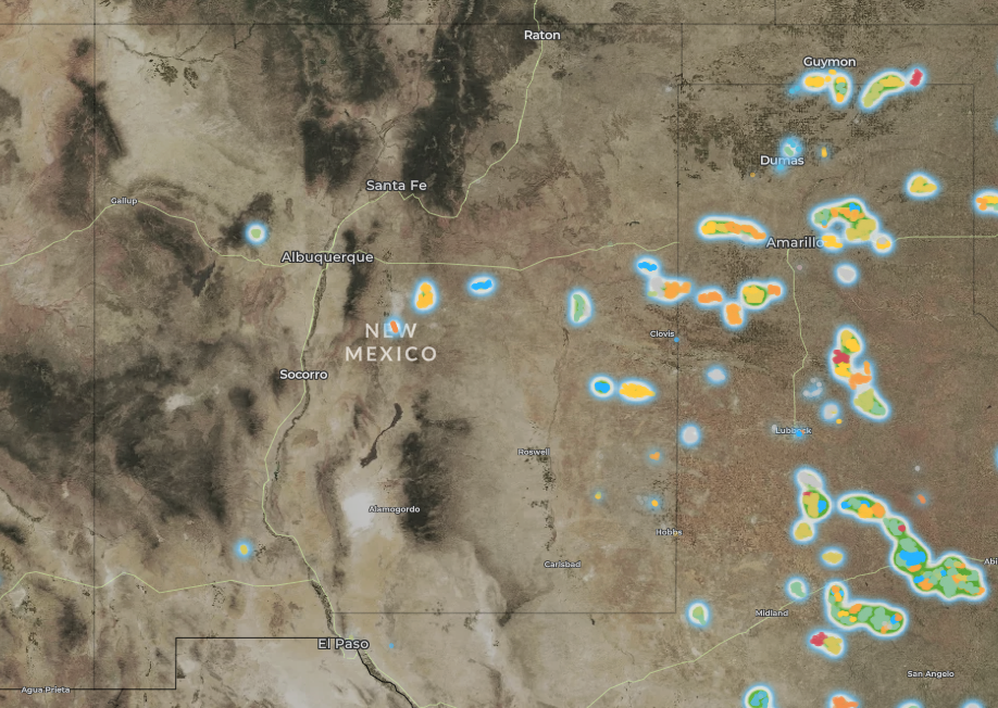 map of wind turbines in New Mexico