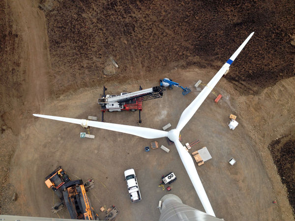 photo of community-scale wind turbine