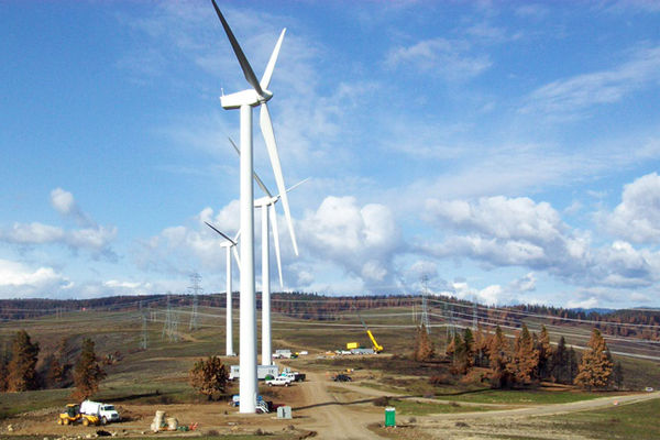 photo of community-scale wind turbines
