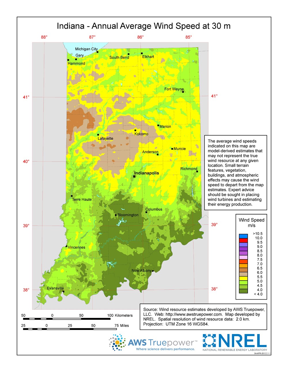 Indiana 30-Meter Residential-Scale Wind Resource Map