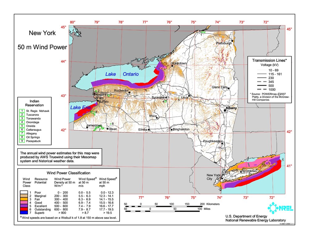 New York wind resource map.