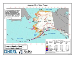 Alaska wind resource map.