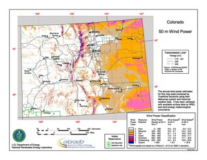 Colorado wind resource map.