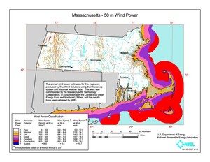 Massachusetts wind resource map.