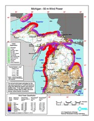 Michigan wind resource map.