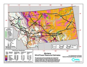 Montana wind resource map.