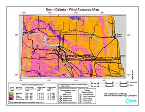 North Dakota wind resource map.