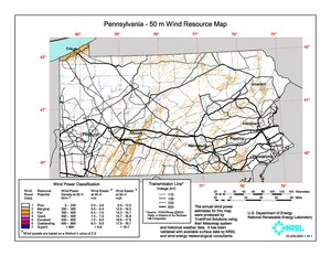 Pennsylvania wind resource map.