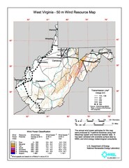 West Virginia wind resource map.