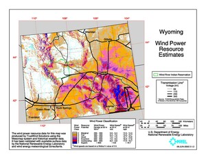 Wyoming wind resource map.